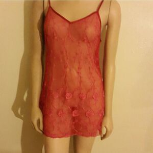 Red sheer 100%polyester  nightgown